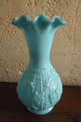 Vase ancien opaline bleue - ,