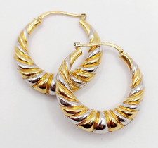 Créoles vintage or blanc et jaune 18k
