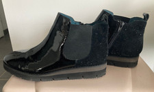 bottines en cuir vernis noir et mini strass ponture 39