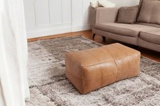 Banc rectangulaire en cuir grand pouf ottoman en cuir, repose-pieds ottoman...
