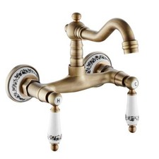 Robinet bronze mural en laiton avec double poignées en céramique Rotation 360...