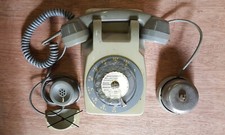 Ancien Téléphone Mural à cadran Gris S63 +  Sonnerie et écouteur Supplémentaires