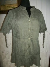 Chemisier manche courte tunique vert TOSCANE ARMAND THIERY T.2 ou 44 46 saintrop