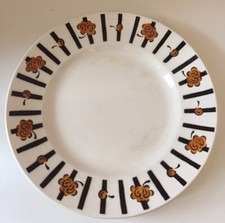 Assiette plat de Service Badonviller orange et noir 