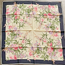 Foulard/Carré/Shawl★YVES SAINT LAURENT soie ★hand rolled-38g★Silk SCARF schal