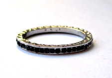 Bague alliance couleur argent cristaux saphir émail bleu bijou vintage taille 61