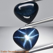 Saphir bleu nuit étoilé en coeur cabochon de 4,76Cts  (VIDEO)