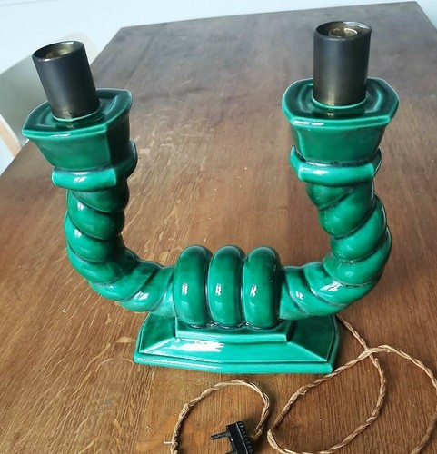 Lampe ceramique verte - lampe,