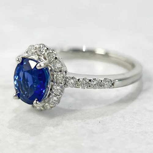 Bague ovale halo pt900 - bague, en
