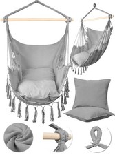 MalTec Fauteuil de jardin suspendu Chaise cocoon brésilienne avec coussin Gris