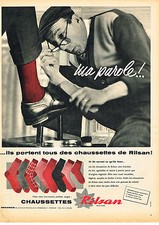 PUBLICITE ADVERTISING 025  1957  RILSAN   chaussettes homme