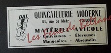 Publicité ancienne QUINCAILLERIE MODERNE TOULOUSE MATERIEL AVICOLE   1964