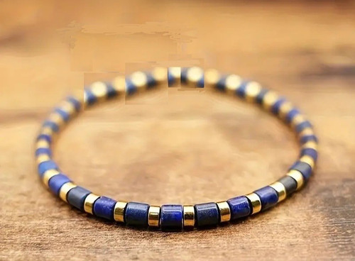 Bracelet perles lapis - bracelet,