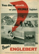 Publicité ancienne pneu Volumax Englebert  1954 issue magazine 