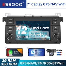 Autoradio Carplay Android 12 GPS RDS WIFI +CAM Pour BMW E46 3er 318 320 M3 MG ZT