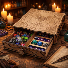 Boîte à dés JDR bois gravé