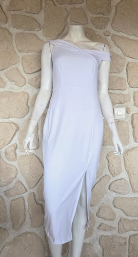 Robe longue fendue blanche - mi-longue,