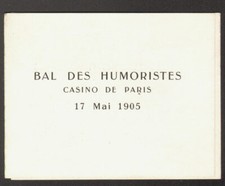 Invitation. Maurice Neumont. Bal des Humoristes. 1905. Paris