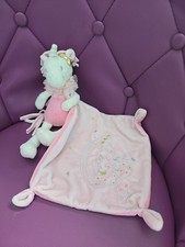 Doudou licorne rose blanc