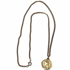 Rare Chaîne Et Médaille Sainte Vierge Art Nouveau   Signé Tairac Plaqué Or