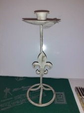 Porte Bougie Shabby Monocera H23 En Fer Forgé BEIGE DÉCAPÉ OGETTISTICA