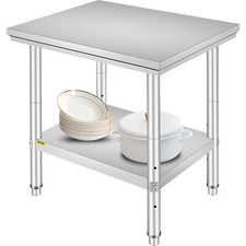 VEVOR Table de Travail Inox 76 x 60 x 80 cm Cuisine Cafétéria Plan de Travail