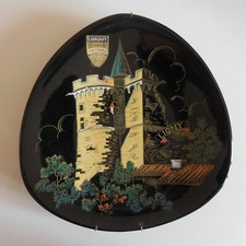 Assiette murale fait main LONGWY grand feu LIGNY 3522 Lorraine France N4860