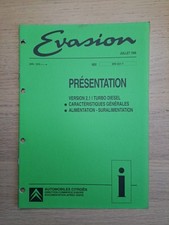 (348B) Manuel d'atelier CITROEN Évasion 2.1 l Turbo Diesel - Présentation, 1996.