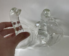 2 Patères Porte Manteau en Verre tete de canard collection deco oiseau vintage