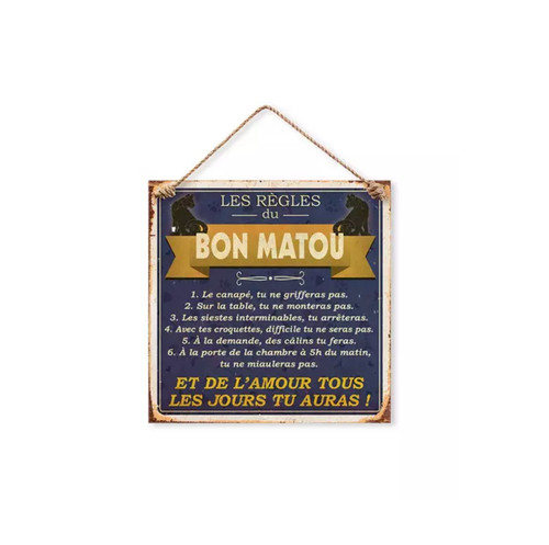 Plaque métal humour chat