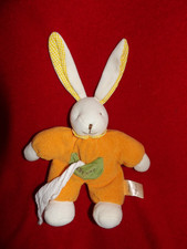 Doudou Peluche Babynat Lapin Orange Blanc Jaune Poche Mouchoir Lange