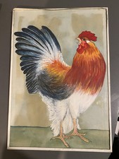 Tableau gouache huile? coq