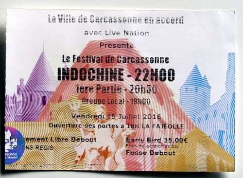 Indochine billet ticket stub - ticket,