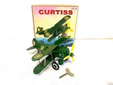 Jouet Ancien Mécanique Curtiss Bi-plane MS 454 Avion de Guerre