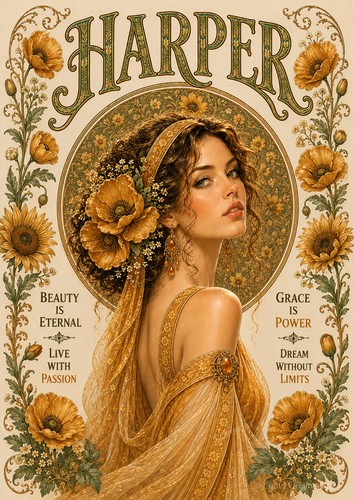 Affiche prénom harper art - affiche,