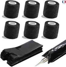 Unihuby 6 pièces Tatouage Grip Bande 200 pièces Sacs Tatouage Accessoire Set