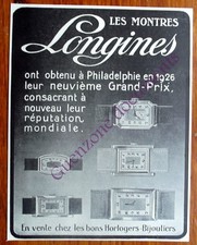 Publicité ancienne MONTRES LONGINES GRAND PRIX PHILADELPHIE   1927   advert