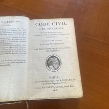 CODE CIVILE Des Français Lois Transitoires , 1806. NAPOLÉONIEN
