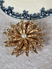 Broche ancienne florale doré