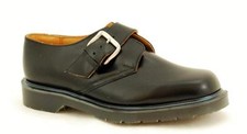 Solovair Nps Chaussures Fabriqué En England, 1 Boucle Carré Noir S060-LBUCK9954