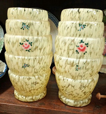 Paire de Vases jaunes à décor de fleurs rouges vases Clichy excellent état. 