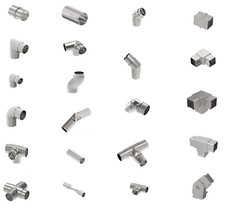 Balustrade Inox V2A Raccord de Tuyaux 42,4 Coudé 40x40 Manchons à Emboîter 12,0