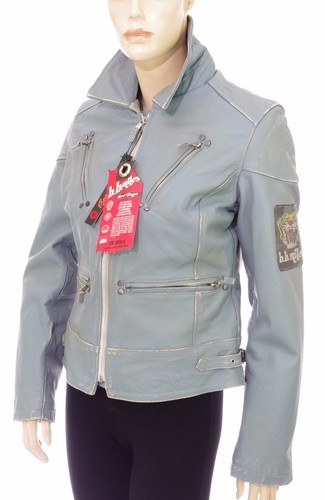 Perfecto cuir bleu pale
