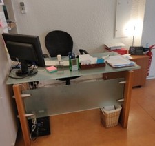 av 1 bureau design  verre bois