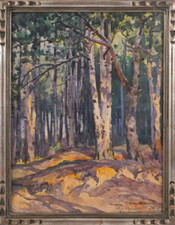 Forêt de pins aquarelle daté