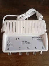 Amplificateur Répartiteur Blindé Réglage de Gain 4 Sorties Fiche F 432175 Blanc