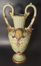 Superbe Grand Vase Faience Sarreguemines Barbotine XIXEME 40 Cm French Antique 