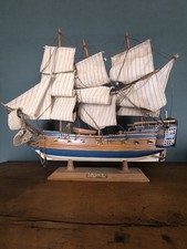 Ancienne Maquette De Bateau Voilier En Bois Gotheborg 3 Suède Sweden Rétro 