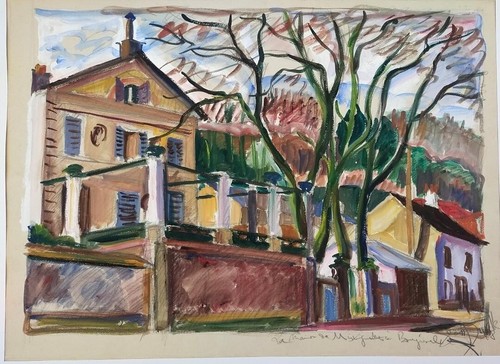 Bougival tableau gouache - tableau, la