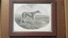 Rare lithographie ancienne XIXe lévrier et lièvre thème de chasse Langlumé.